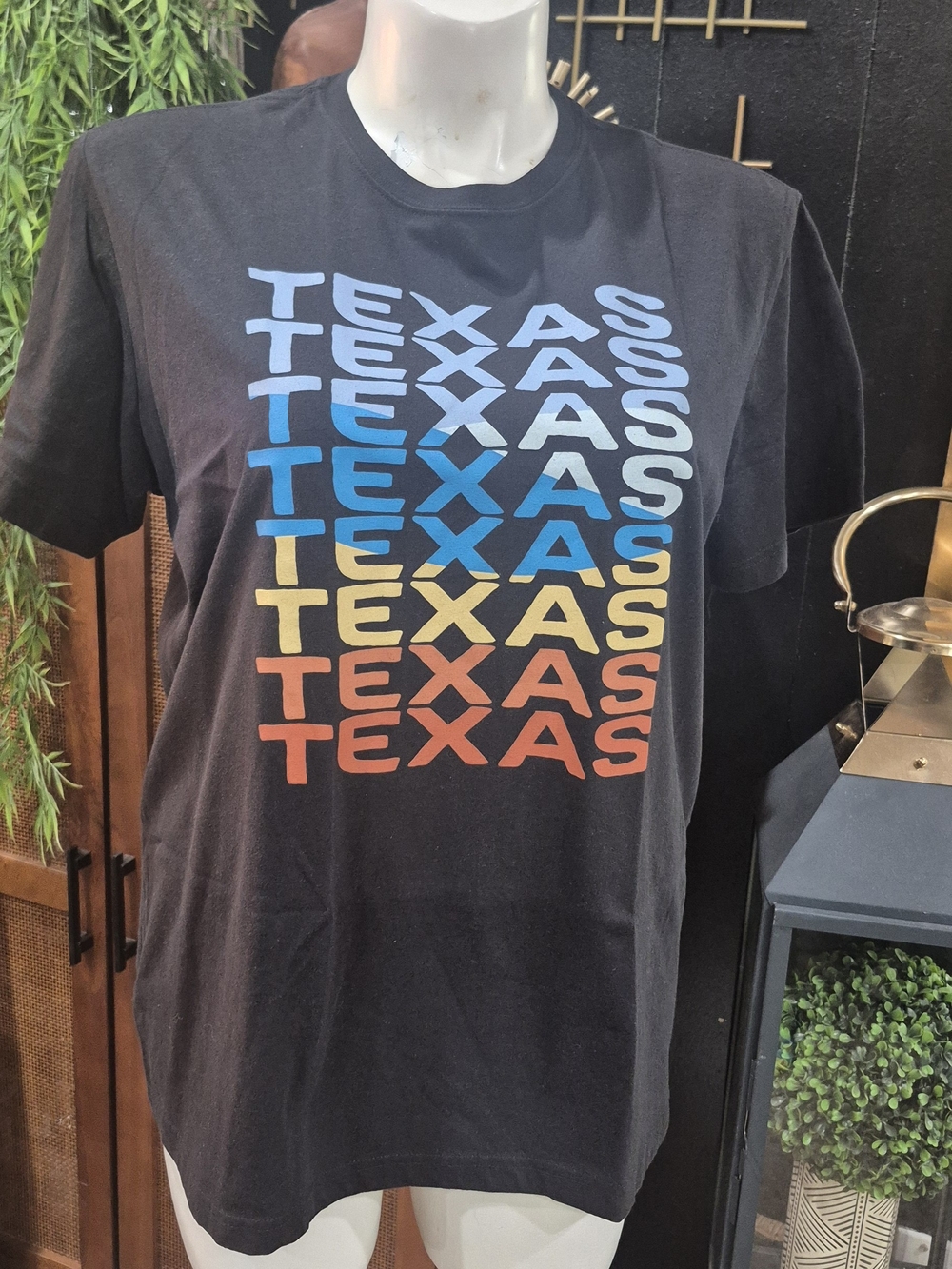 State of Mind Black Tee with Gradient Texas Stack Print